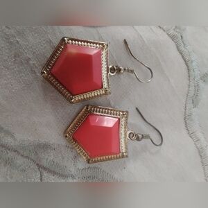 Elegant Orange and Gold Tone Earrings